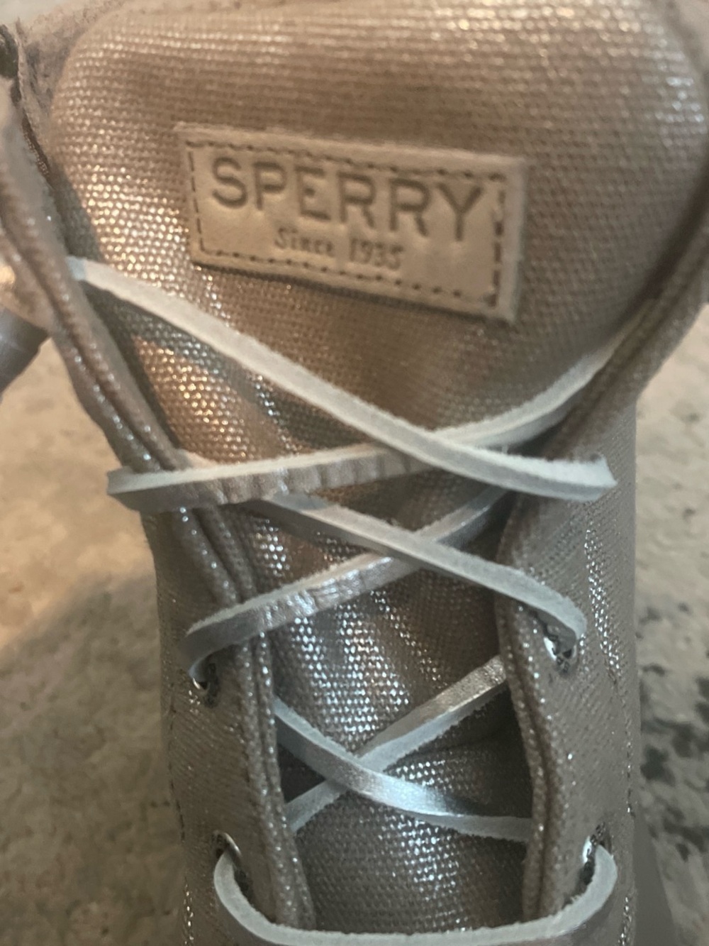 Sperry Women’s Shimmery Silver Lace-Up Sneaker